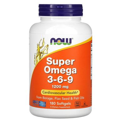 Супер омега 3 6 9, Omega 3 - 6 - 9, Now Foods, 1200 мг, 180 капсул - фото