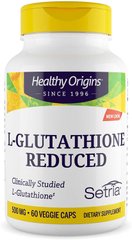 Глутатион, L-Glutathione, Healthy Origins, Setria, пониженный, 500 мг, 60 капсул - фото