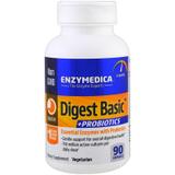 Ферменты и пробиотики, Digest Basic+Probiotics, Enzymedica, 90 капсул, фото