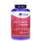 Цинк і Вітамін С, Zinc + Vitamin C, Trace Minarals, смак малина, 60 жувальних таблеток, фото