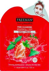 Тканинна маска для обличчя "Полуниця і м'ята", Pore Cleansing Sheet Mask, Freeman, 25 мл - фото