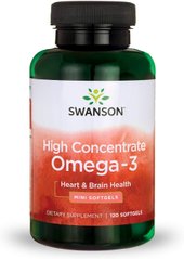Омега-3 високої концентрації, High Concentrate Omega-3 EFAs, Swanson, 720 мг, 120 гелевих капсул - фото