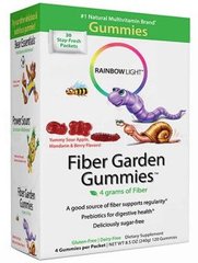 Пищевые волокна для детей, Fiber Garden Gummies, Rainbow Light, вкус ягод, яблока и мандарина, 30 пак. по 4 шт. - фото
