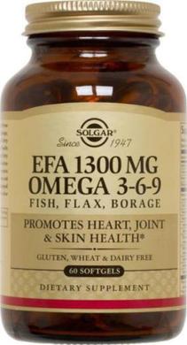 Риб'ячий жир Омега 3-6-9 (EFA, Omega 3-6-9), Solgar, 1300 мг, 60 капсул - фото
