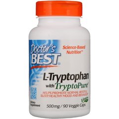 Триптофан, L-Tryptophan, Doctor's Best, 500 мг, 90 капсул - фото