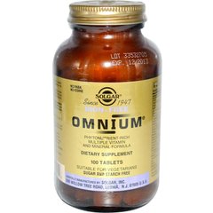 Мультивитамины и минералы, омниум, Omnium, Solgar, без железа, 100 таблеток - фото