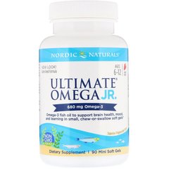 Рыбий жир для подростков, Ultimate Omega, Nordic Naturals, клубника, 680 мг, 90 гелевых капсул - фото