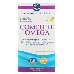 Омега 3 6 9 (лимон), Complete Omega, Nordic Naturals, 1000 мг, 180 капсул - фото