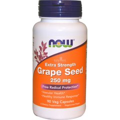 Экстракт виноградных косточек (Grape Seed), Now Foods, 250 мг, 90 капсул - фото