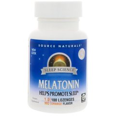 Мелатонін (апельсин), Melatonin, Source Naturals, 1 мг, 100 леденцов - фото