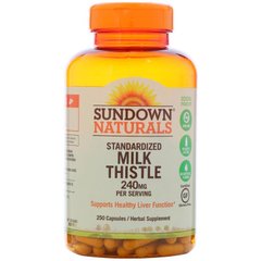 Расторопша, Milk Thistle, Sundown Naturals, 240 мг, 250 капсул - фото