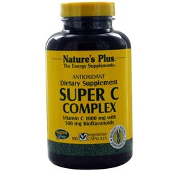 Витамин С с биофлавоноидами, Super C Complex, Nature's Plus, 180 вегетарианских капсул - фото