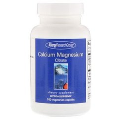 Кальцій і магній, Calcium Magnesium Citrate, Allergy Research Group, 100 капсул - фото