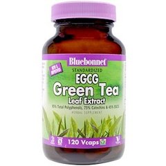 Зеленый чай EGCG Green Tea Leaf Extract, Bluebonnet Nutrition, 120 капсул - фото