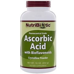 Аскорбінова кислота і біофлавоноїди, Ascorbic Acid, NutriBiotic, порошок, 454 г - фото
