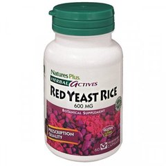 Красный дрожжевой рис 600 мг, Nature's Plus, 60 гелевых капсул - фото
