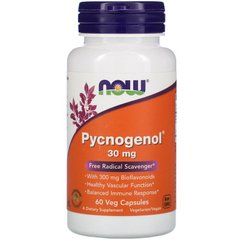 Пикногенол, Pycnogenol, Now Foods, 30 мг, 60 капсул - фото
