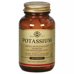 Калий, Potassium, Solgar, 99 мг, 100 таблеток - фото