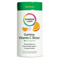 Вітамін С, часточки з терпким апельсиновим смаком, Gummy Vitamin C Slices, Tangy Orange Flavor, Rainbow Light, 75 жувальних цукерок - фото