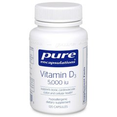 Вітамін D3 5000 МО, Vitamin D3 5000 МО, Pure Encapsulations, 120 капсул - фото