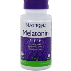 Мелатонін, Melatonin, Natrol, 1 мг, 90 таблеток - фото