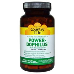 Пробиотики, Power-Dophilus, Country Life, 200 капсул - фото