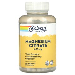 Магній цитрат, Magnesium Citrate, Solaray, 400 мг, 180 вегетаріанських капсул - фото