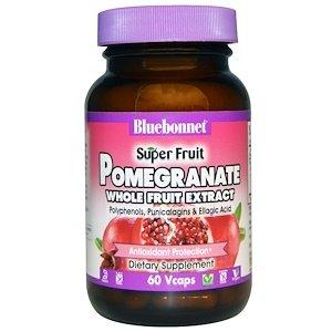 Экстракт плодов граната, Pomegranate Whole Fruit Extract, Bluebonnet Nutrition, Super Fruit, 60 капсул - фото