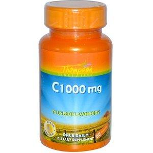 Вітамін С, Vitamin C, Thompson, 1000 мг, 60 капсул - фото