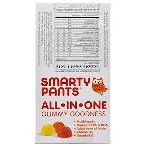 Мультивитамины, омега 3, витамин D, SmartyPants, комплекс, 15 пакетов - фото