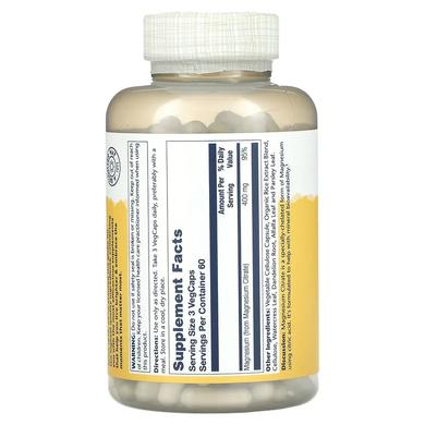 Магний цитрат, Magnesium Citrate, Solaray, 400 мг, 180 вегетарианских капсул - фото
