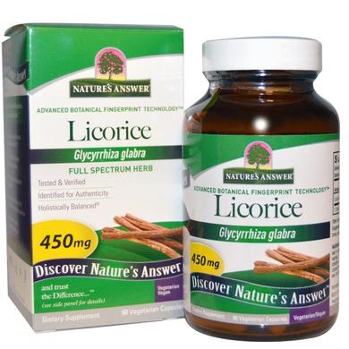 Корень солодки (Licorice), Nature's Answer, 450 мг, 90 капсул - фото