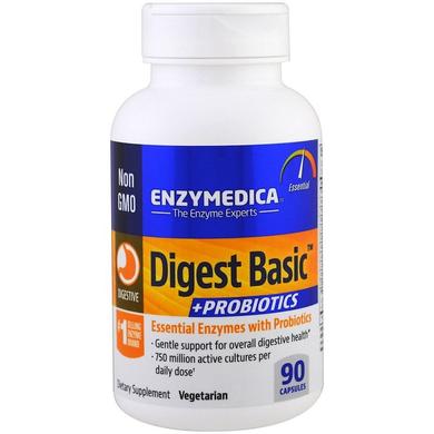 Ферменты и пробиотики, Digest Basic+Probiotics, Enzymedica, 90 капсул - фото