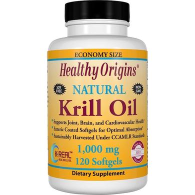 Масло криля, Krill Oil, Healthy Origins, ваниль, 1000 мг, 120 капсул - фото
