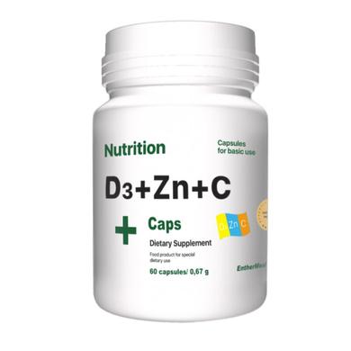 Витаминно-минеральный комплекс, D3 + Zinc + С, EntherMeal, 60 капсул - фото