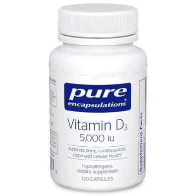 Вітамін D3 5000 МО, Vitamin D3 5000 МО, Pure Encapsulations, 120 капсул - фото
