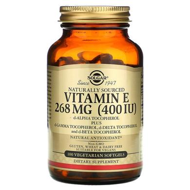 Витамин Е, Vitamin E, Solgar, натуральный, 400 МЕ, 100 капсул - фото