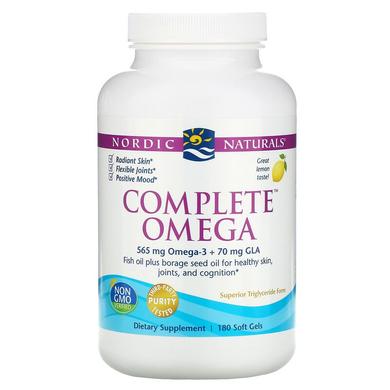 Омега 3 6 9 (лимон), Complete Omega, Nordic Naturals, 1000 мг, 180 капсул - фото