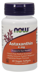Астаксантин, Astaxanthin, Now Foods, 4 мг, 60 капсул - фото