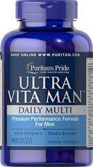 Витамины для мужчин, Ultra Vita Man Time Release, Puritan's Pride, 90 капсул - фото