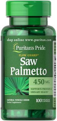Со пальметто, Saw Palmetto, Puritan's Pride, 450 мг, 100 капсул - фото