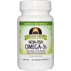 Омега-3 из морских водорослей, Non-Fish Omega-3, Source Naturals, для веганов, 300 мг, 30 капсул - фото
