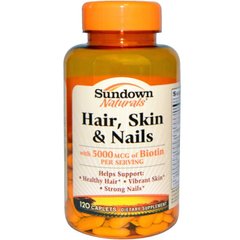 Витамины для волос, кожи и ногтей, Sundown Natutals , 120табл - фото