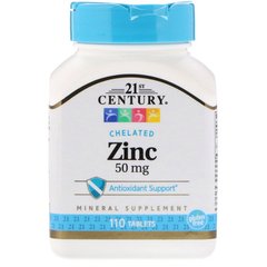 Цинк в таблетках, Zinc, 21st Century, 50 мг, 110 таблеток - фото