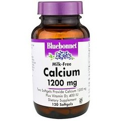 Кальций для костей, Calcium, Bluebonnet Nutrition, без молока, 1200 мг, 120 капсул - фото