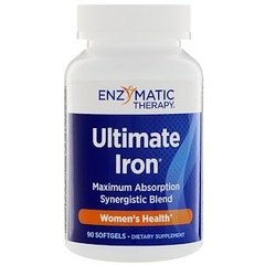 Железо, Ultimate Iron, Enzymatic Therapy (Nature's Way), для женщин, 90 капсул - фото