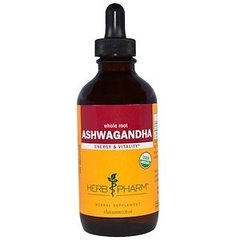 Ашвагандха, экстракт, Ashwagandha, Herb Pharm, органик, 120 мл - фото