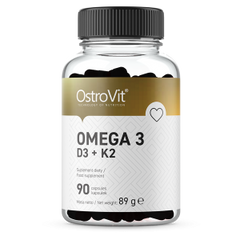 Омега-3, Д3+К2, Omega 3 D3+K2, Ostrovit, 90 капсул - фото
