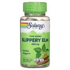 Скользкий вяз, Slippery Elm, Solaray, 400 мг, 100 капсул - фото