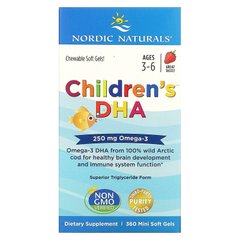 Рыбий жир для детей, Children's DHA, Nordic Naturals, клубника, 360 желе - фото
